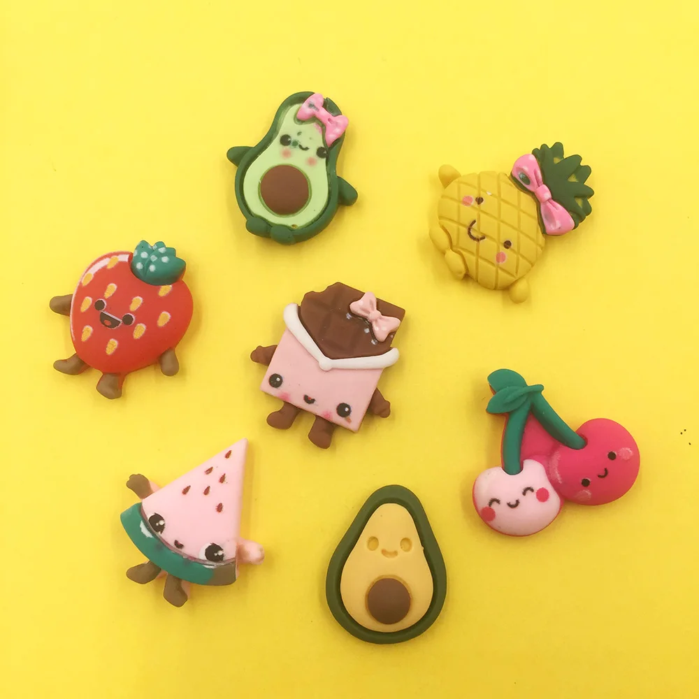10 шт. кавайные Мультяшные фрукты смолы ремесла с плоской спинкой Кабошоны