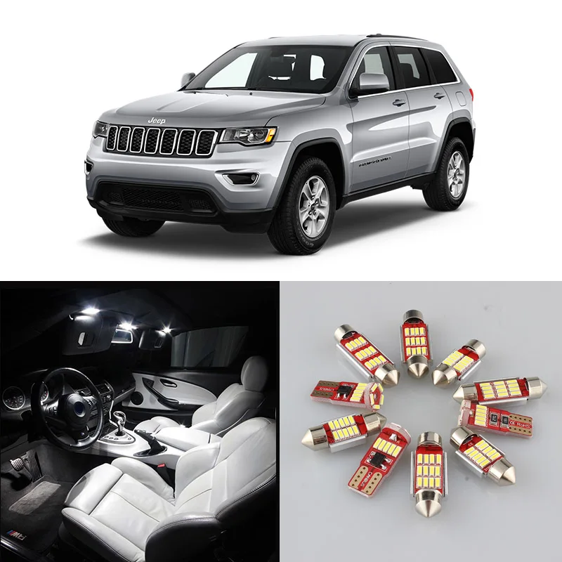 White Car Canbus Error Free Bulbs LED Interior Light Kit For 1998-2016 2017 2018 2019 Jeep Grand Cherokee Map Dome License Lamp |