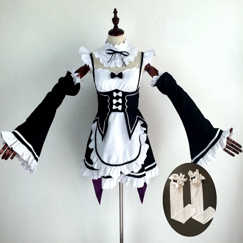 

Anime Re:zero Kara Hajimeru Isekai Seikatsu Life In a Different World Ram Rem Cosplay Costume Maid Dress Halloween Costume