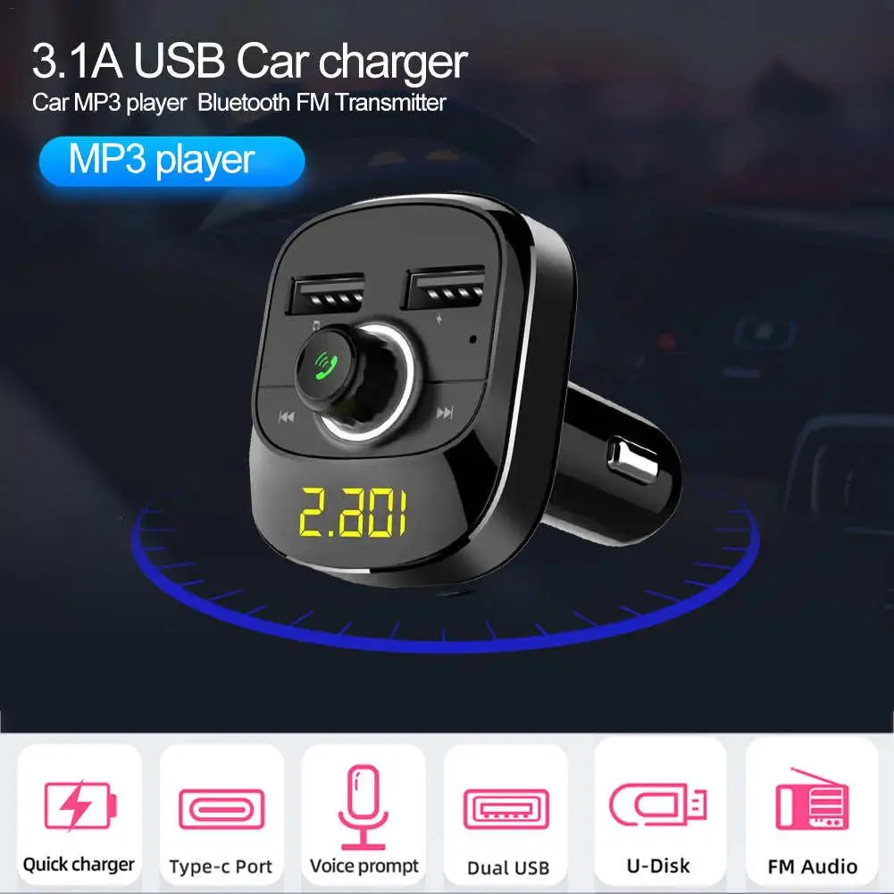 Car Handsfree Wireless Bluetooth Kit FM Transmitter LCD MP3 Player 3.1A Dual USB Charger Modulator Accessories | Обустройство дома