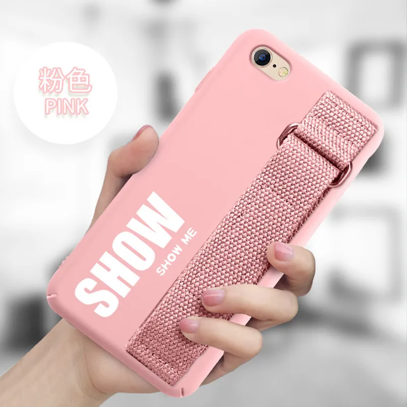 Розовый Простая красочная повязка на руку из ТПУ чехол для iPhone 6 6s 7 8 Plus X Xr Xs Max задняя крышка для телефона - Цвет: Розовый