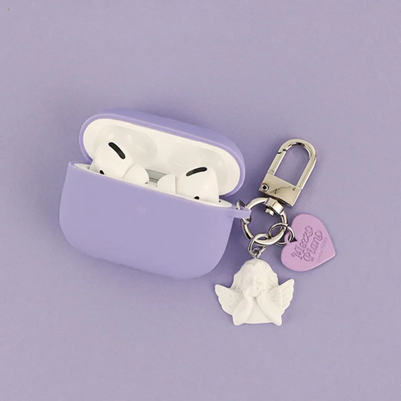 Милый ключик-ангел декоративный силиконовый чехол для беспроводных наушников Apple AirPods Pro защитит их.