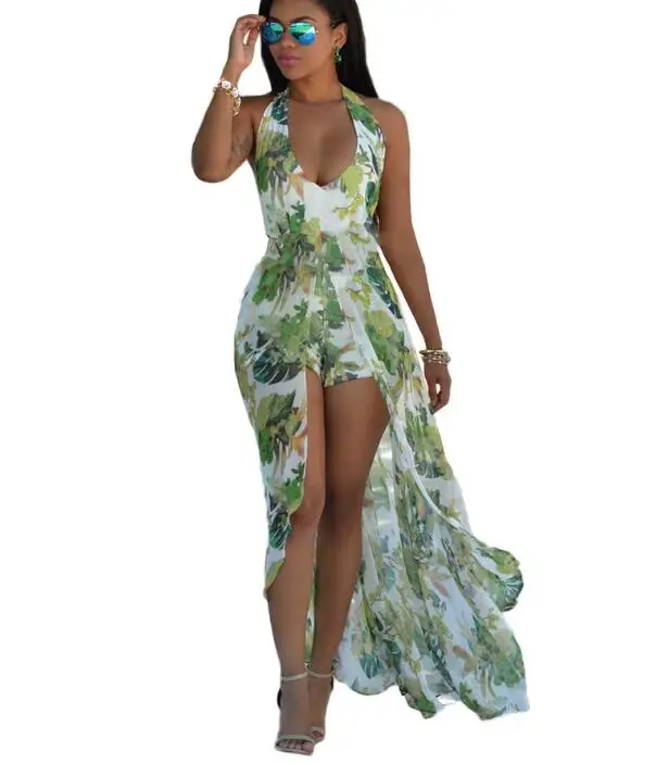 Платье женское длинное в пол пикантный богемный сарафан без рукавов с открытой