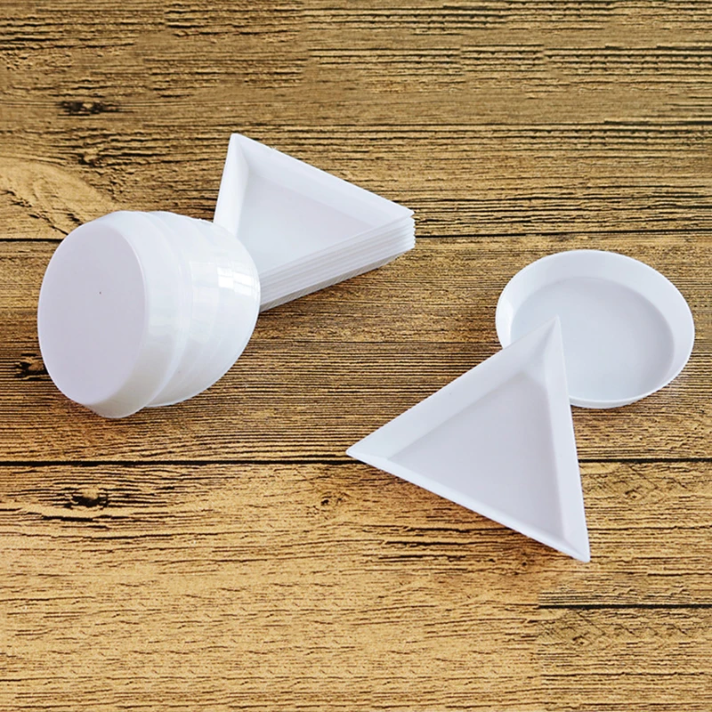 10 шт./компл. Пластиковые Треугольные круглые стразы с бусинами прозрачные белые