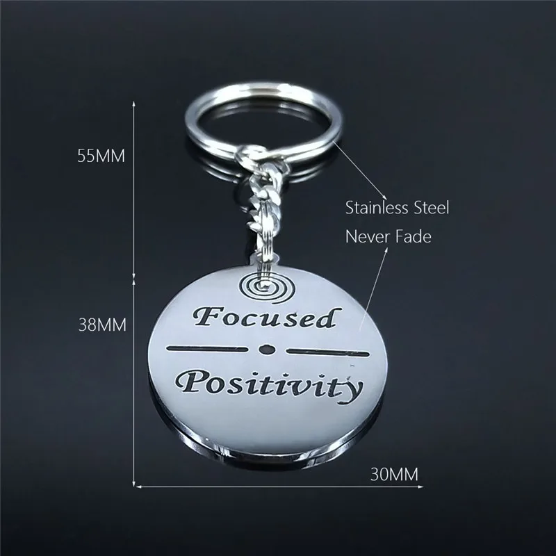 

Focused Positivity Whirlpool Stainless Steel Keyring Women/Men Silver Color Keychains Jewelry llaveros para hombre N884S01