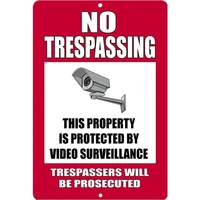 warning no trespassing security camera monitor metal tin sign commercial retail store 20x30 cm 8x12inch metal plates pub