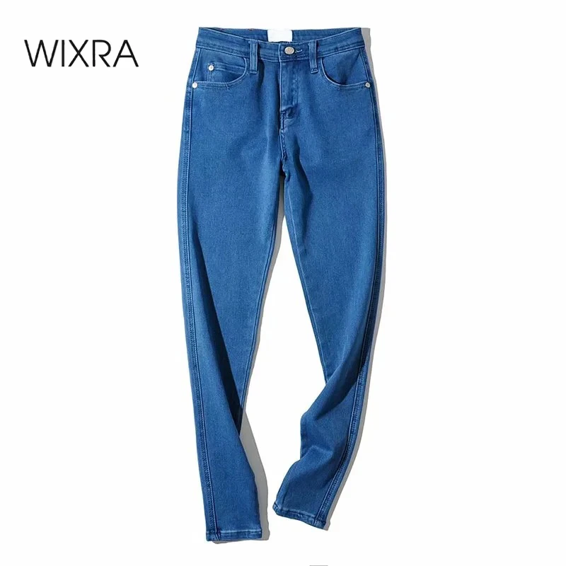 Женские джинсовые брюки карандаши Эластичные Обтягивающие на молнии с высокой