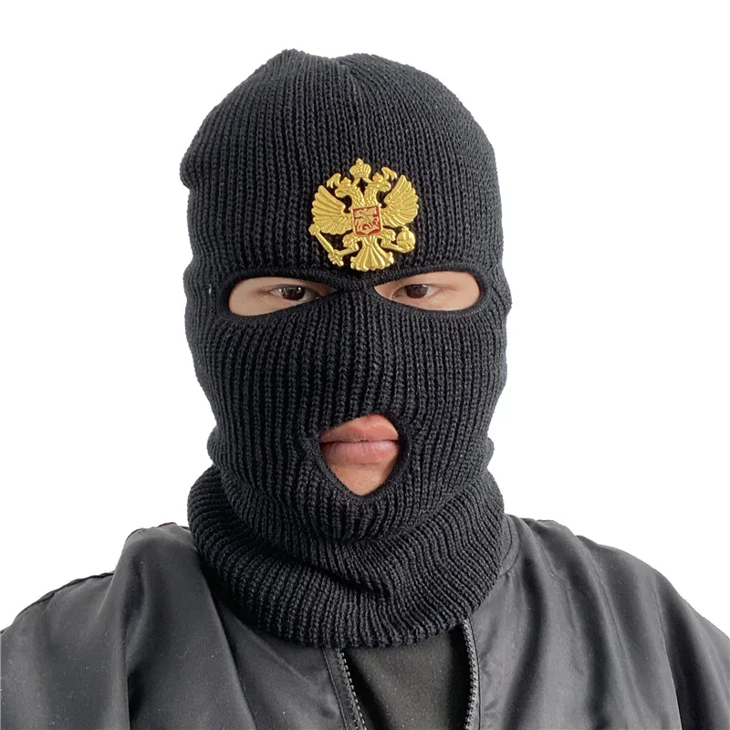 Лыжная маска Балаклава с 3 отверстиями армейская тактическая ветрозащитная