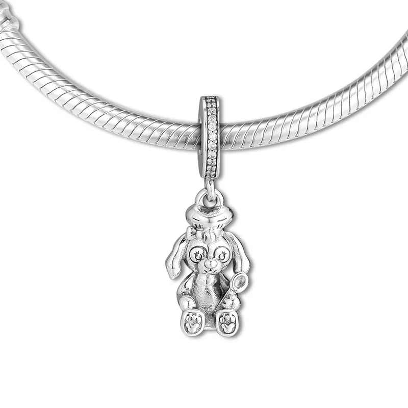 

Original 925 Sterling Silver Charms for Bracelets & Bangles DIY Cartoon Bunny Floating Pendant Charm Beads for Jewelry Making