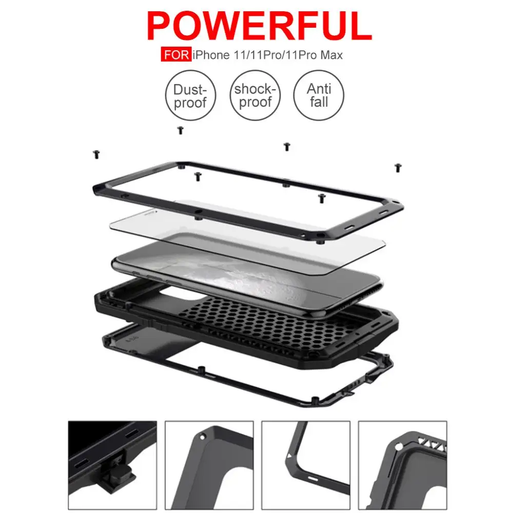 Металлический ударопрочный военный сверхпрочный чехол из закаленного стекла