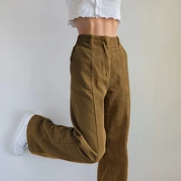 autumn and winter new womens clothing 2021 high waist slim fit corduroy straight casual pants street womens slim trousers