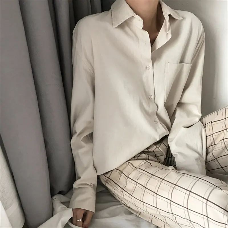 Повседневные винтажные минималистичные короткие рубашки HziriP в ленивом стиле BF