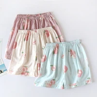 cotton gauze printed pajamas womens double layer summer thin shorts outer wear fairy style lazy loose large size home pants