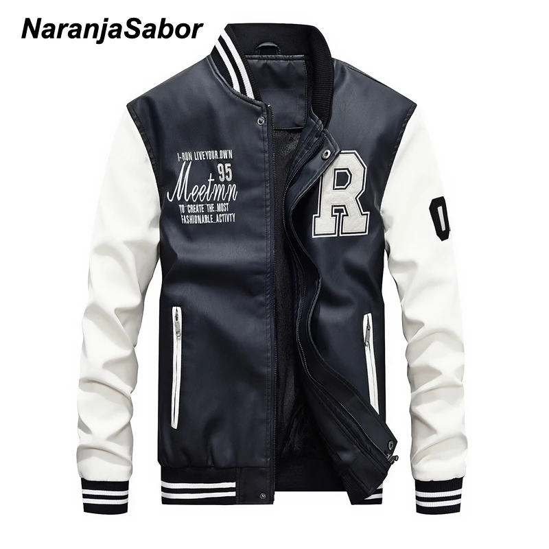 Мужская куртка из ПУ кожи с вышивкой на осень/зиму | одежда