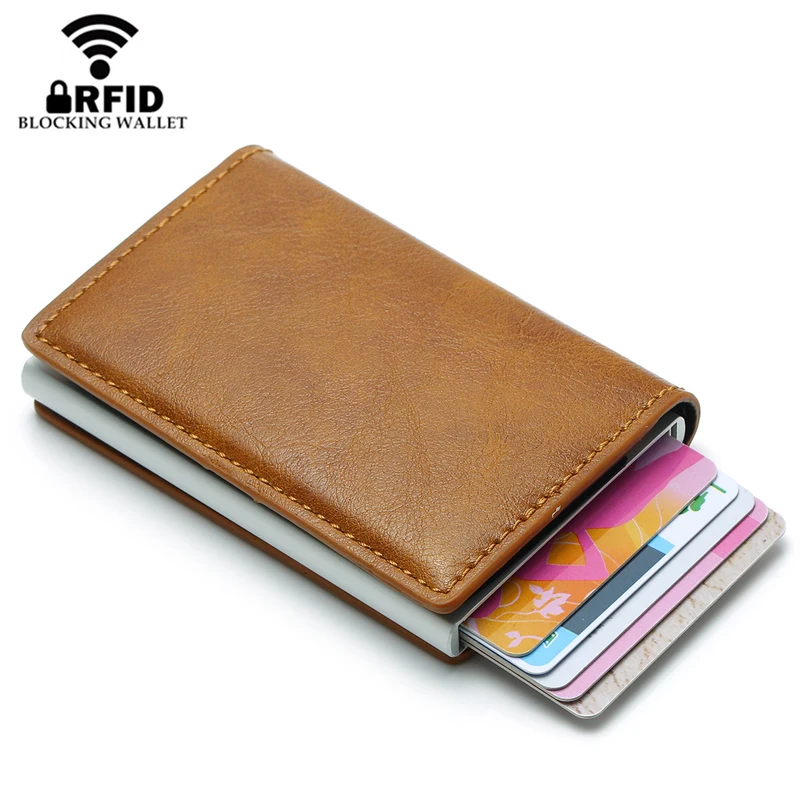 Bycobecy RFID кошелек для карт повседневный тонкий мини металлический алюминиевый из