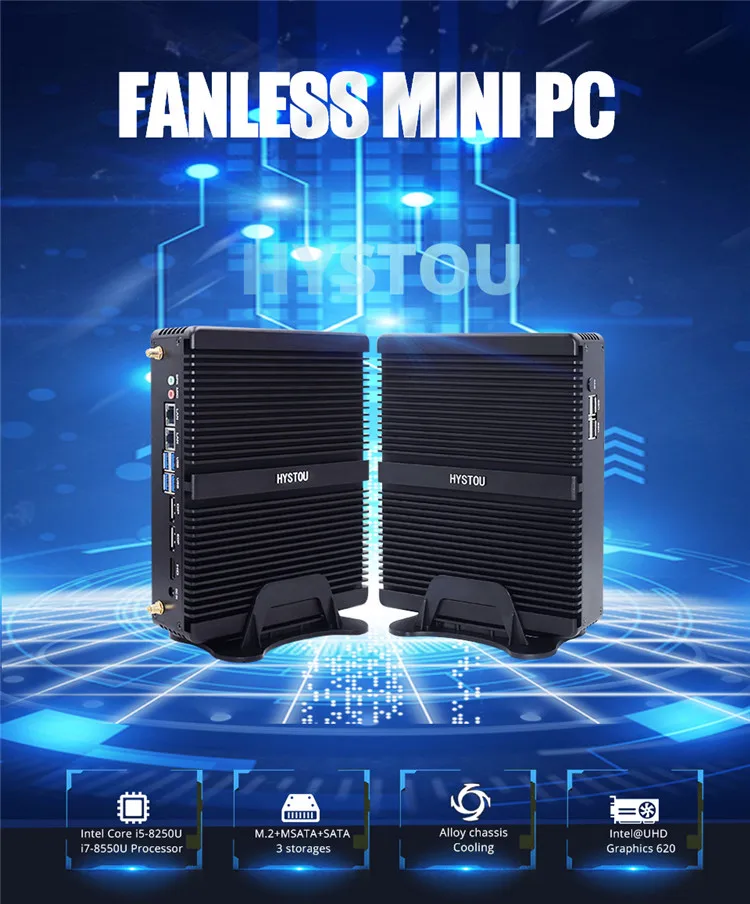 Четырехъядерный процессор i5 8250U i7 8550U игровой Мини ПК windows 10 двойной Intel NUC безвентиляторный промышленный компьютер HDMI DP EDP LPT linux настольный компьютер