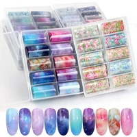 10rollsset holographic nail foil transparent ab color nail art transfer sticker 4100cm manicure diy tips sticker decorations