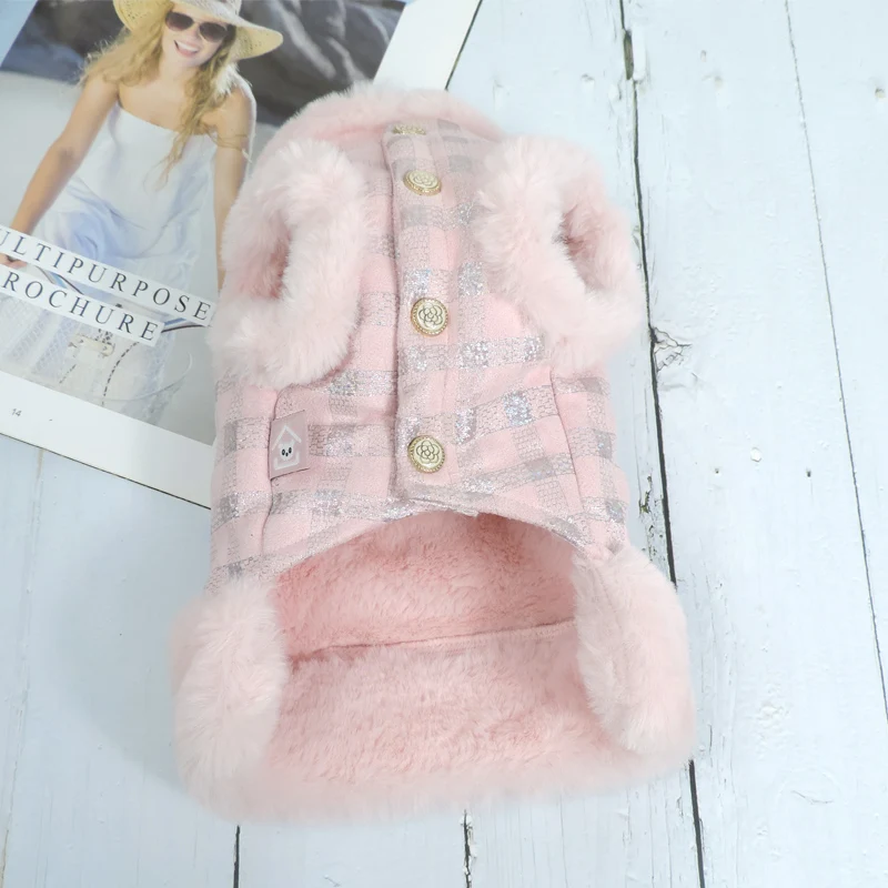 Three color warm winter Dog parka clothing Puppy Clothes Vestidos vest cat Pets dogs coats Jacket Jackets Chihuahua plaid parka