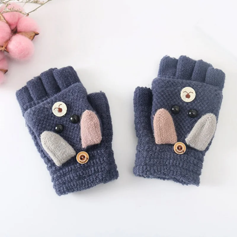 navy blue Детские перчатки с героями мультфильмов; зимние детские перчатки для маленьких мальчиков и девочек; теплые вязаные варежки для малышей; Handschoenen - Цвет: navy blue
