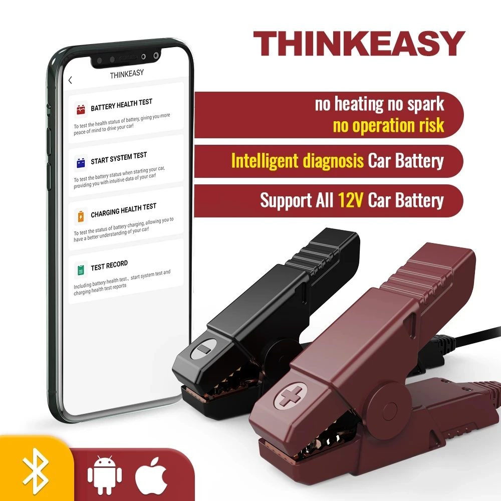 

THINKCAR Thinkeasy Bluetooth тестер аккумулятора автомобиля 12 В 2000CCA свинцово-кислотный AGM плоская пластина спиральный гель Автомобильные диагностическ...