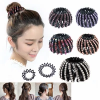 rhinestone sl women scrunchie ponytail holder crystal clip hair tail holder claw pins hairpin accessories bud ball hair ring