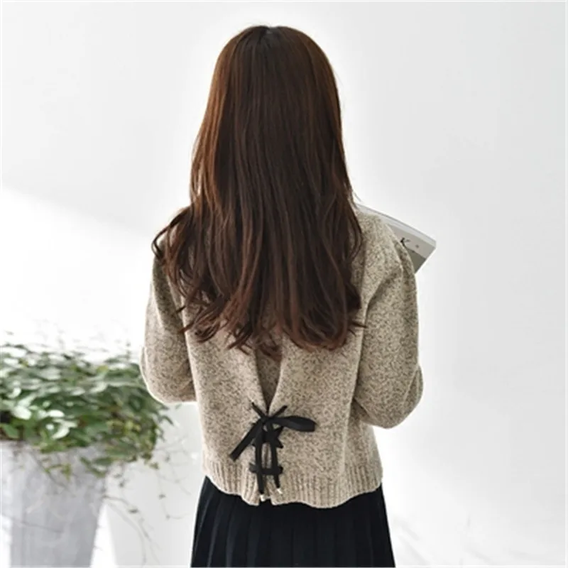 Women Sweaters and Pullovers Bow Tie Lace Up Sweater 2020 Spring Tops Solid O-neck Long Sleeve Pull Femme PZ2558 | Женская одежда