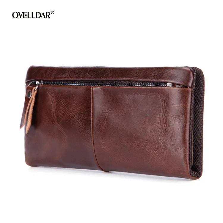 Genuine Leather Men's Wallet Business Casual Long Clutch Bag Multi-card Leather Wallet Retro Men's Bag