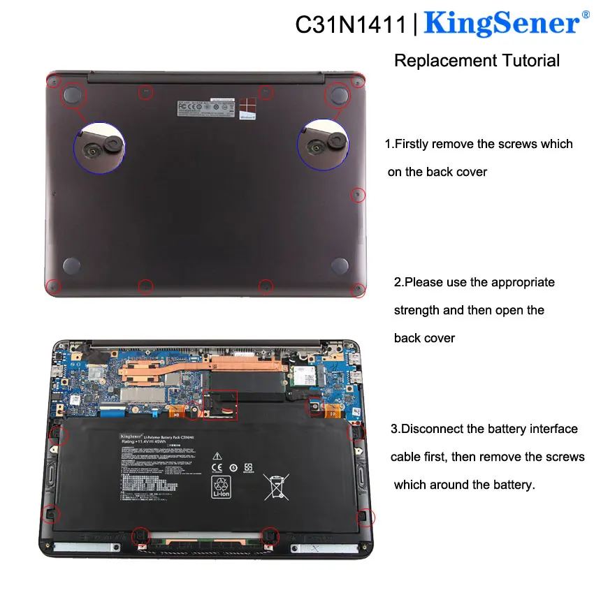 KingSener C31N1411 Аккумулятор для ноутбука ASUS Zenbook U305 U305F U305FA U305CA UX305 UX305CA UX305F UX305FA 11 4 V 45WH |