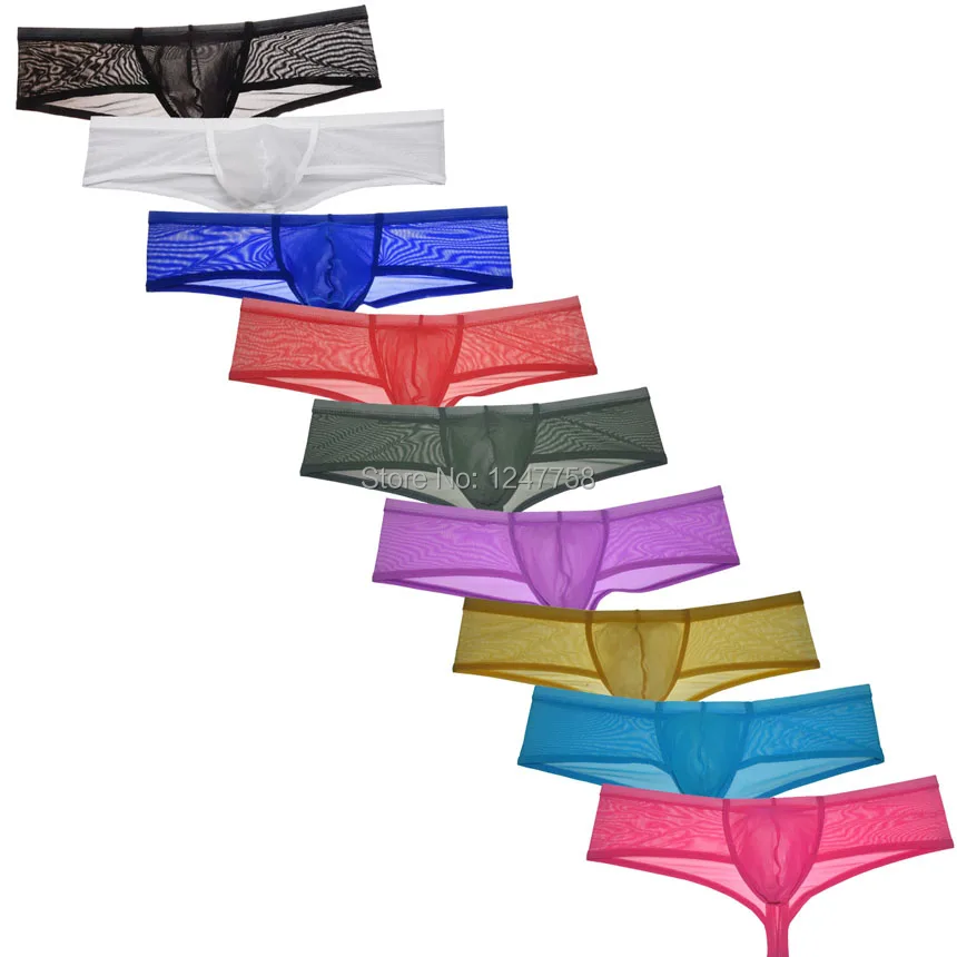 

Men's Gauze Boxers Super Soft Cheeky Gay Underwear See-through Brazilian Bikini Mini Boxers Sexy Men Pants Bikini