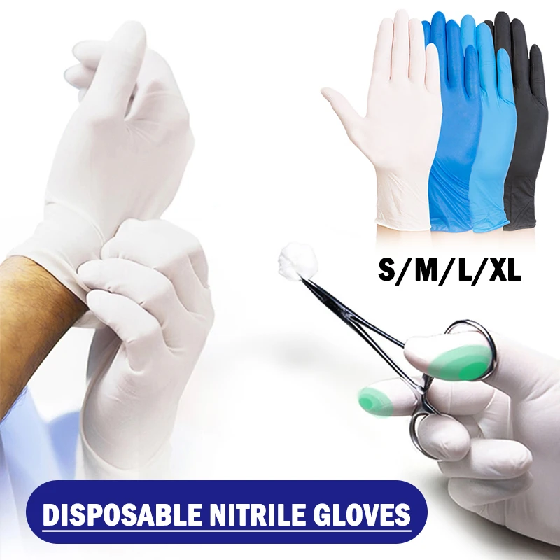 100 шт одноразовые латексные перчатки универсальные кухонные/для мытья