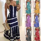Женское длинное платье с разрезом, повседневное пляжное платье с модным принтом для вечеринки, лето 2021