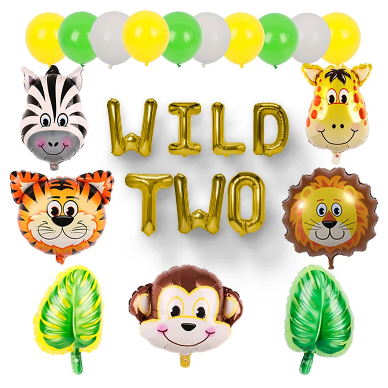 

1set 16inch gold Wild One letter Foil Balloons Baby Shower 1st Birthday Party Decorations kids animal digit ONE Year Old Globos