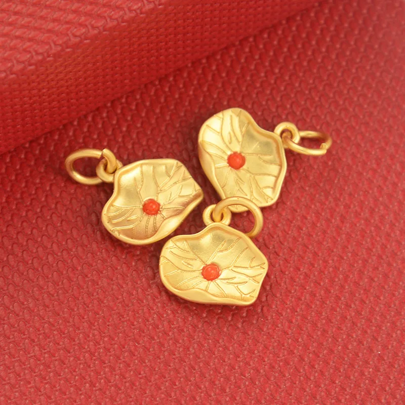 

10pc Natural Gufa Gold Lotus Leaf Beads DIY Bracelet Bangle Earrings Shajin Accessories Jewellery Fashion Amulet Women Men