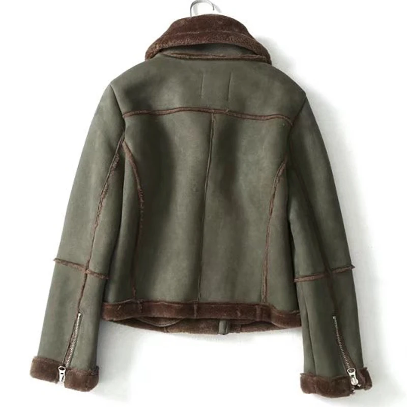 

Womens Faux Fur Leather Jackets Army Green Spring Velvet Streetwear Fur Leather Jackets Winter Automotive Women Fur Coats A046