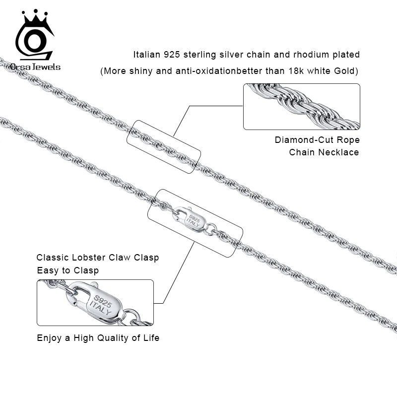 ORSA JEWELS итальянская цепочка из стерлингового серебра 925 пробы с бриллиантами