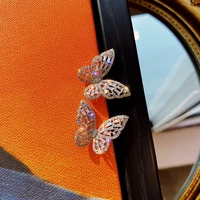 2020 korea hot sale fashionable beautiful butterfly earrings exquisite copper inlaid with zircon for women