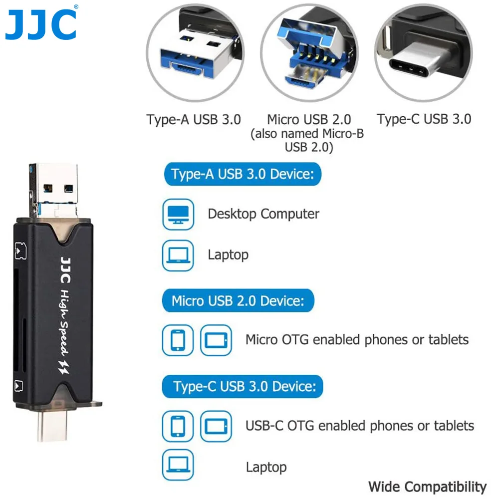 jjc sd micro sd card reader usb 3 3 0 case memory card holder sdxc microsd adapter for laptop computer phones travel accessory free global shipping