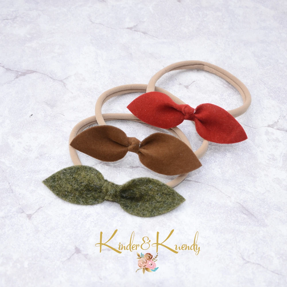 2019 Рождественская Милая шерстяная повязка на голову с бантом для маленьких