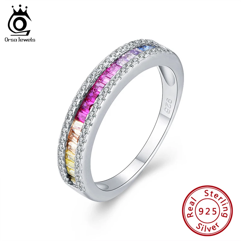 Женские кольца ORSA JEWELS из серебра 925 пробы с радужным кубическим цирконием