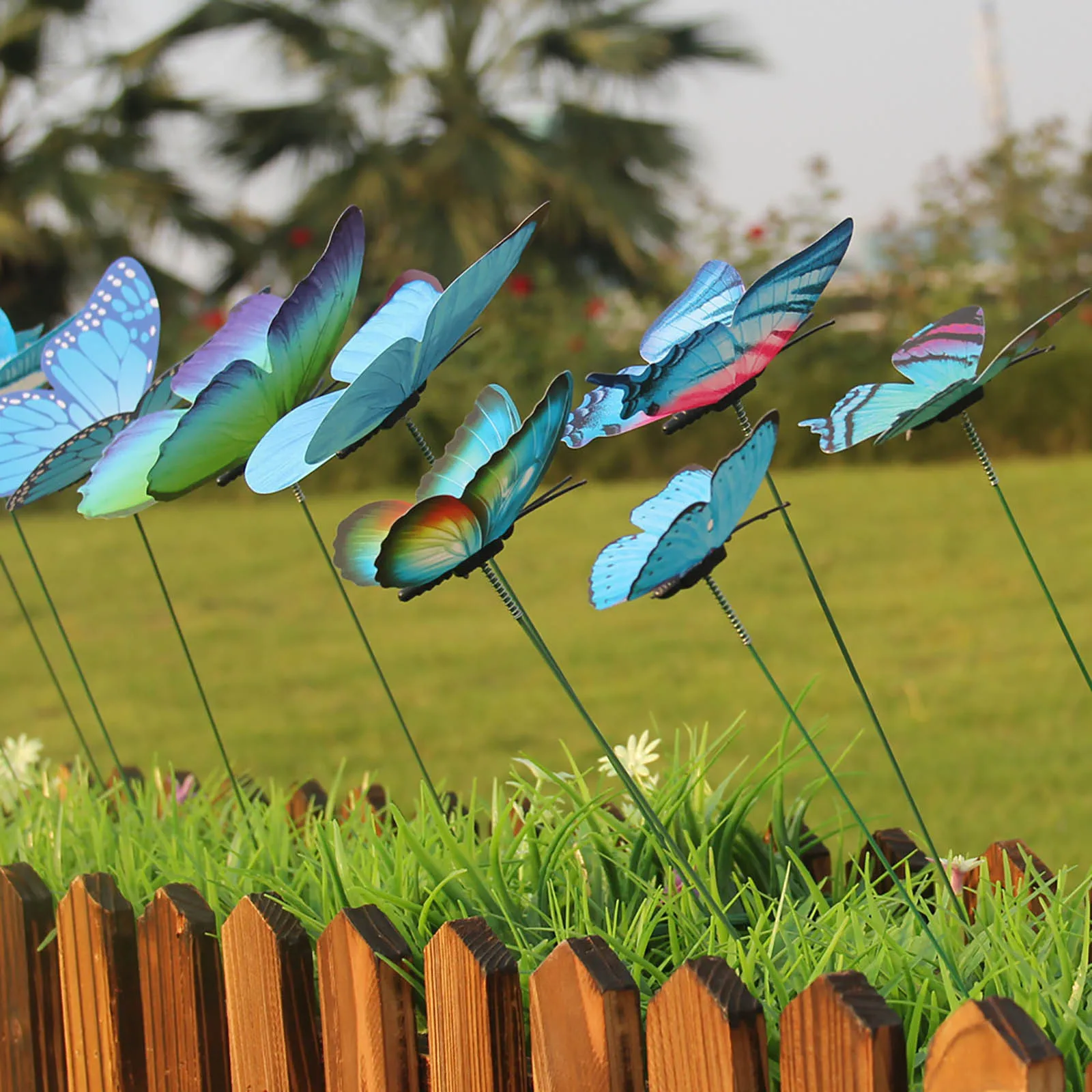 

12PC Garden Decorative PVC Butterfly Stakes Outdoor Yard Planter Flower Pot Bed Garden Decor Yard Art Party Wedding Garden Decor