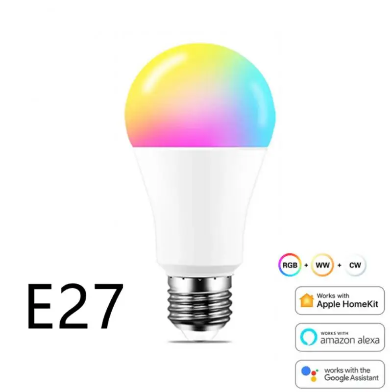 

Умная Светодиодная лампа с Wi-Fi, 9 Вт, RGB, умная жизнь, лампа с регулируемой яркостью, с голосовым управлением, E27 E26 B22, лампочка для лампы, работа...