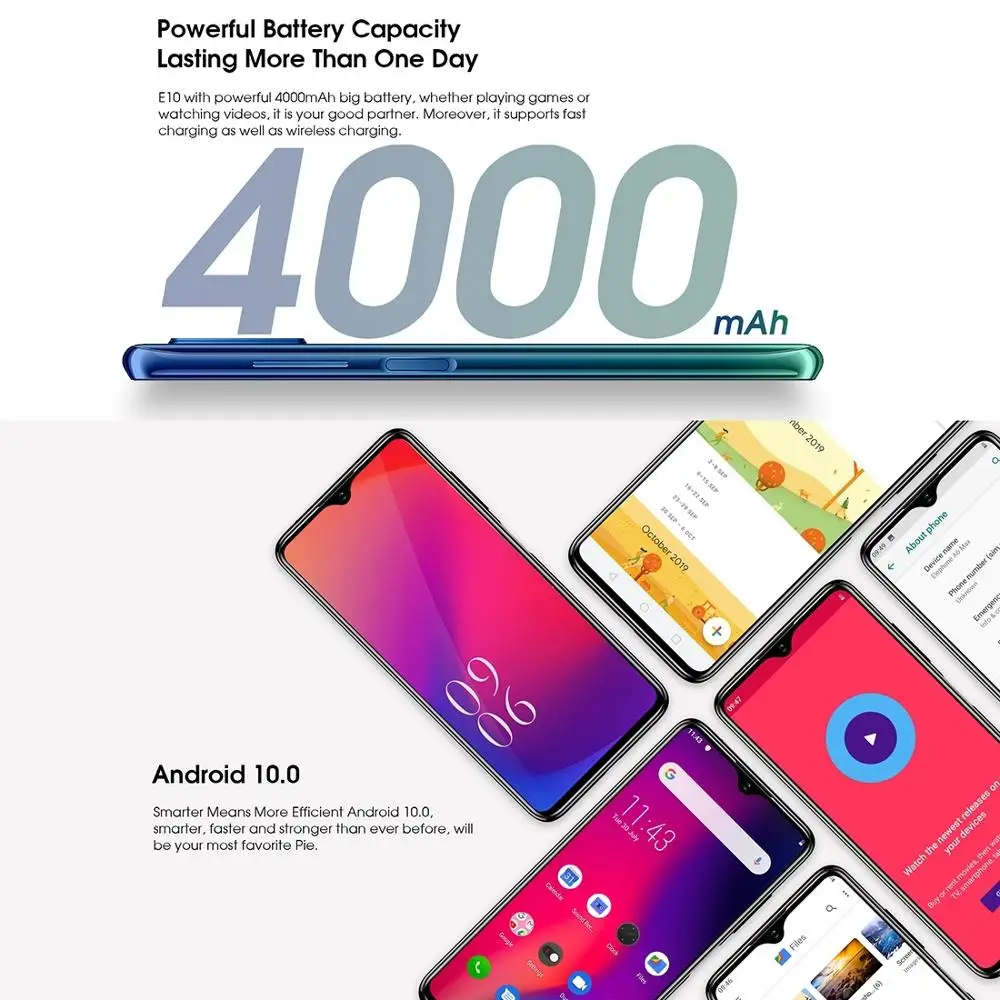 ELEPHONE E10 Mobile Phone 6.5&quot Helio P22 Octa Core Android 9.0 4GB+64GB 48MP Rear Camera 4G Smartphone 4000mAh NFC Cellphone | Мобильные