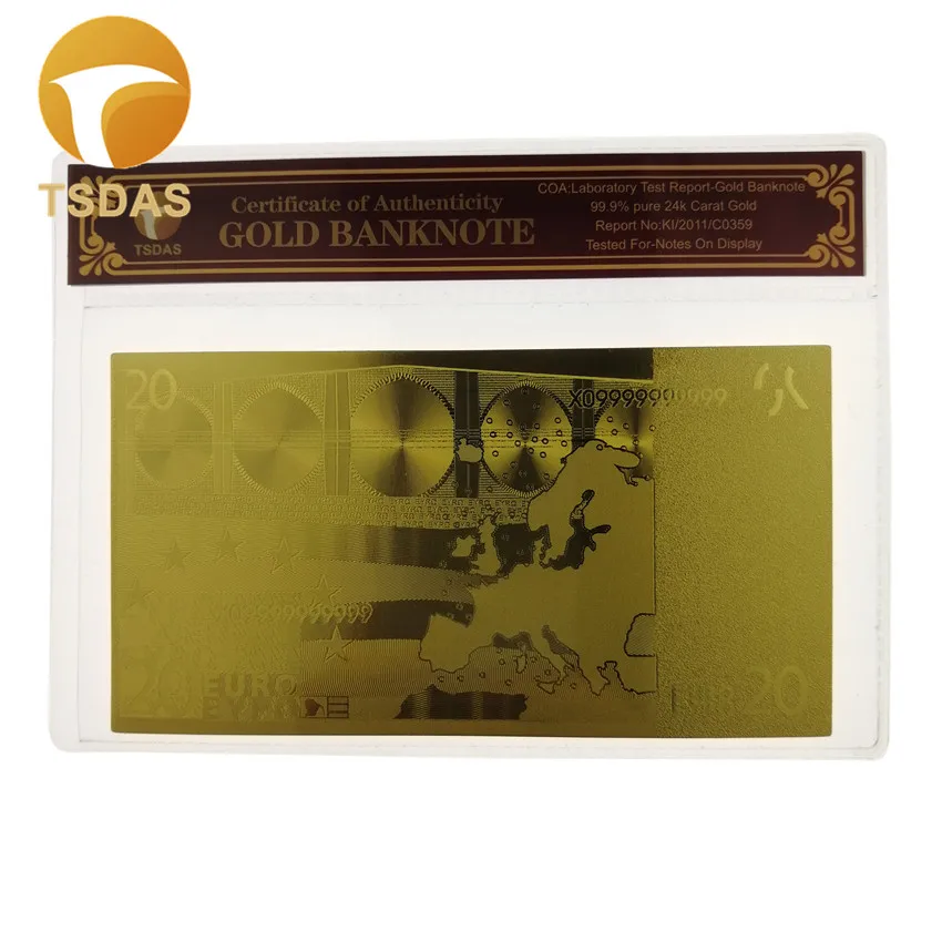 Банкнота из 24 каратной золотой фольги евро обычная банкнота чистого золота с