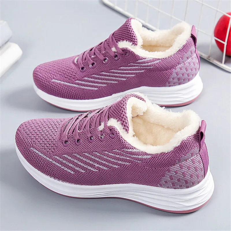 

Winter Plus Velvet Thick Cotton Shoes for Women Casual Sneakers Lightweight Comfortable Flat Non-slip Woman Running Shoes