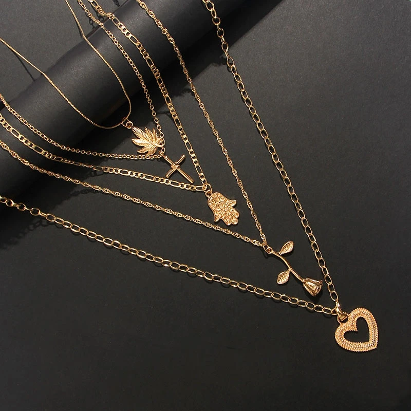 Винтажное ожерелье JJFOUCS в форме листа Креста портрета сердца пирамиды верблюда