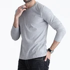 Футболка мужская хлопковая, с длинным рукавом, осенняя, однотонная