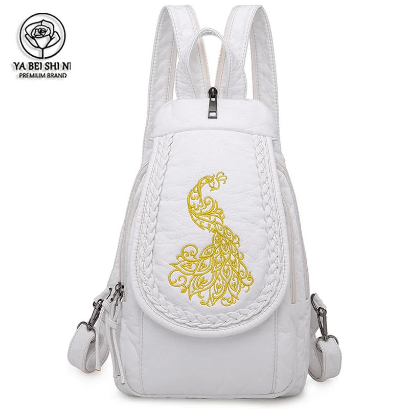 Белый кожаный рюкзак высокого качества для женщин 2020 Новые повседневные