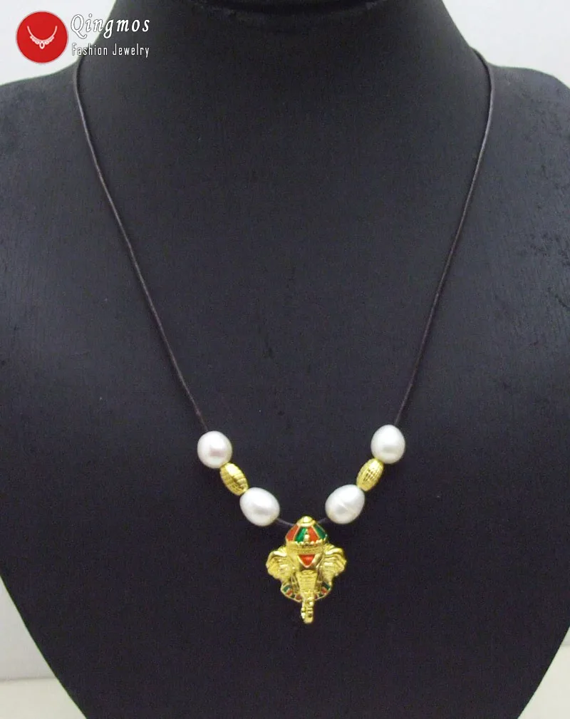Женское Ожерелье с натуральным белым жемчугом Qingmos ожерелье подвеской в виде
