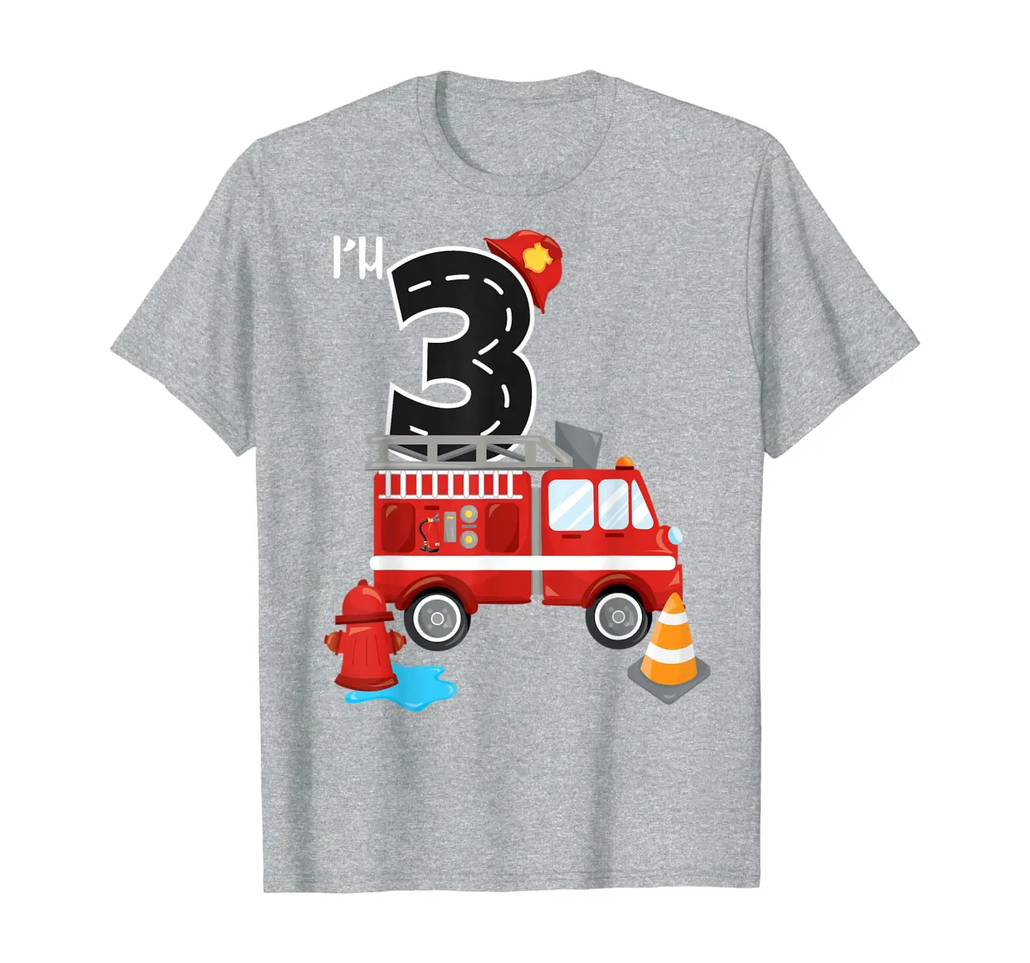 

I'm 3 Birthday Boy 3rd Bday Fire Truck Fire Fighter Number T-Shirt