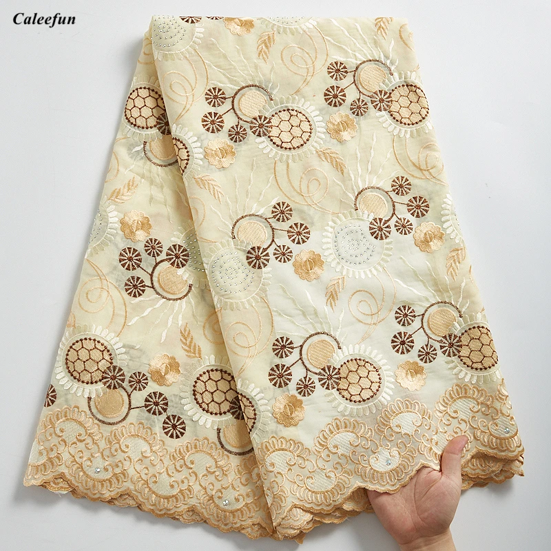 

High Quality Cotton Swiss Voile Lace In Switzerland African Dry Lace Fabric With Stones Nigerian Wedding Lace For Dress Y2305